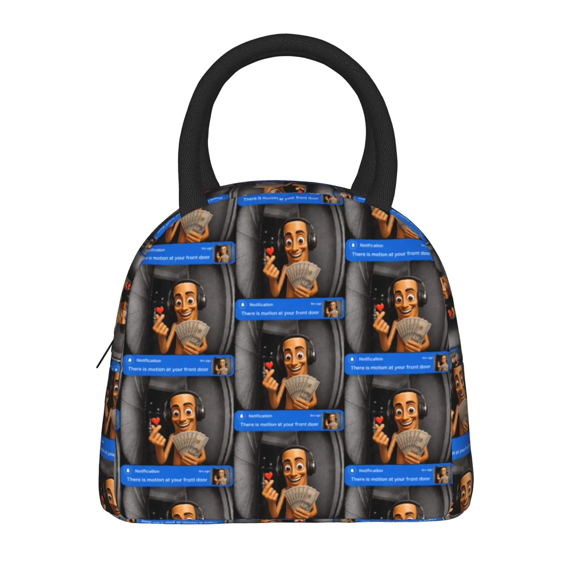There is Motion At Your Front Door Tung Sahur Funny Meme Lunch Bag Lunch Box Adult Cooler Bag Oxford Designer Thermal Lunch Bags