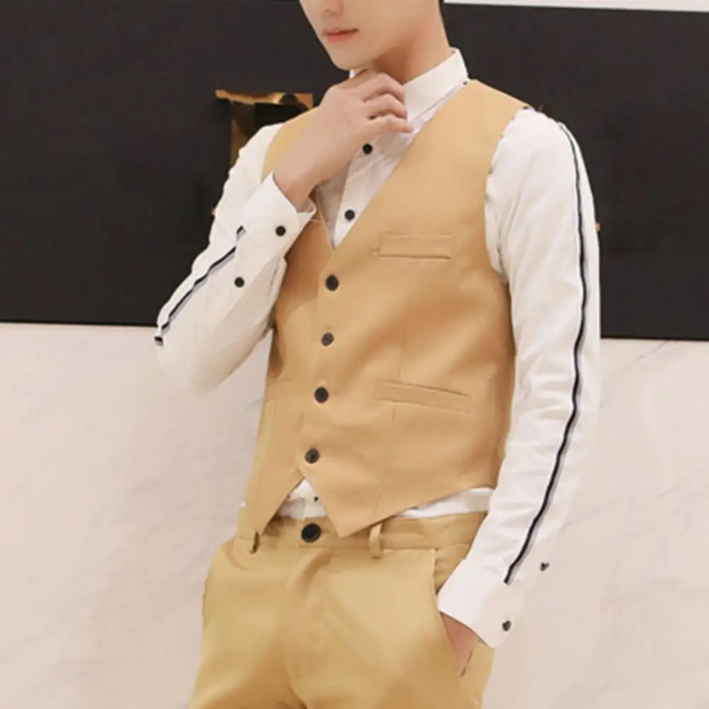 2025 British Style Men Business Vest Deep V Neck Single breasted Formal Suit Waistcoat Classic All Match Men Waistcoat - Image 5