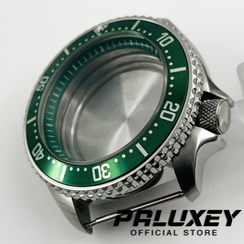 Casing jam tangan cincin hijau 42mm, casing baja tahan karat Titanium Bezel cocok dengan gerakan SKX007 SKX009 NH35 NH36