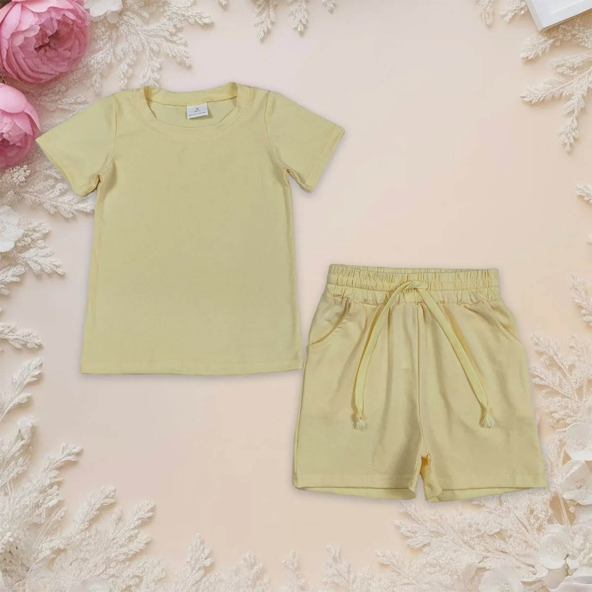 

Baby Boy Yellow Short Sleeve Shirts Top Pockets Shorts Cute Toddler Outfits Kids Clothes Sets Infant Children Clothing Wholesale