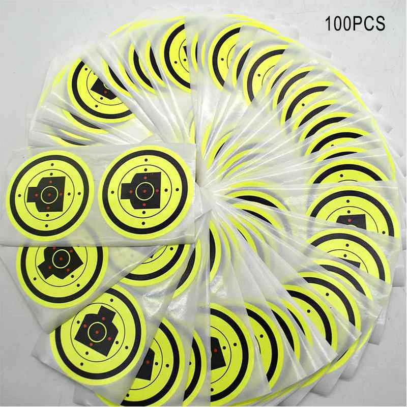 100 pces 3 polegada tiro alvo adesivo de papel auto-adesivo reativo splatter pasters fluorescente para arma rifle paintball treinamento