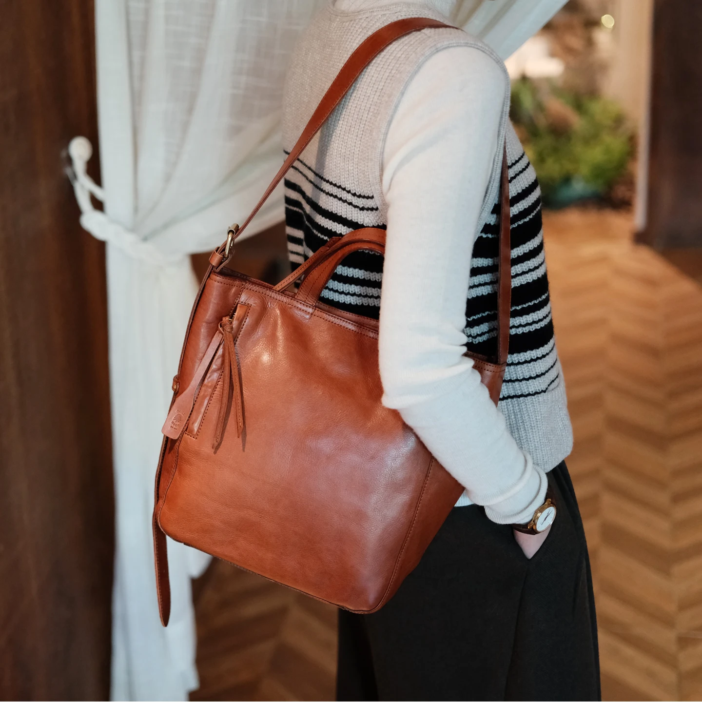 Weekend party handmade vegetable tanned cowhide women's tote bag casual travel handbag fashion genuine leather shoulder bag