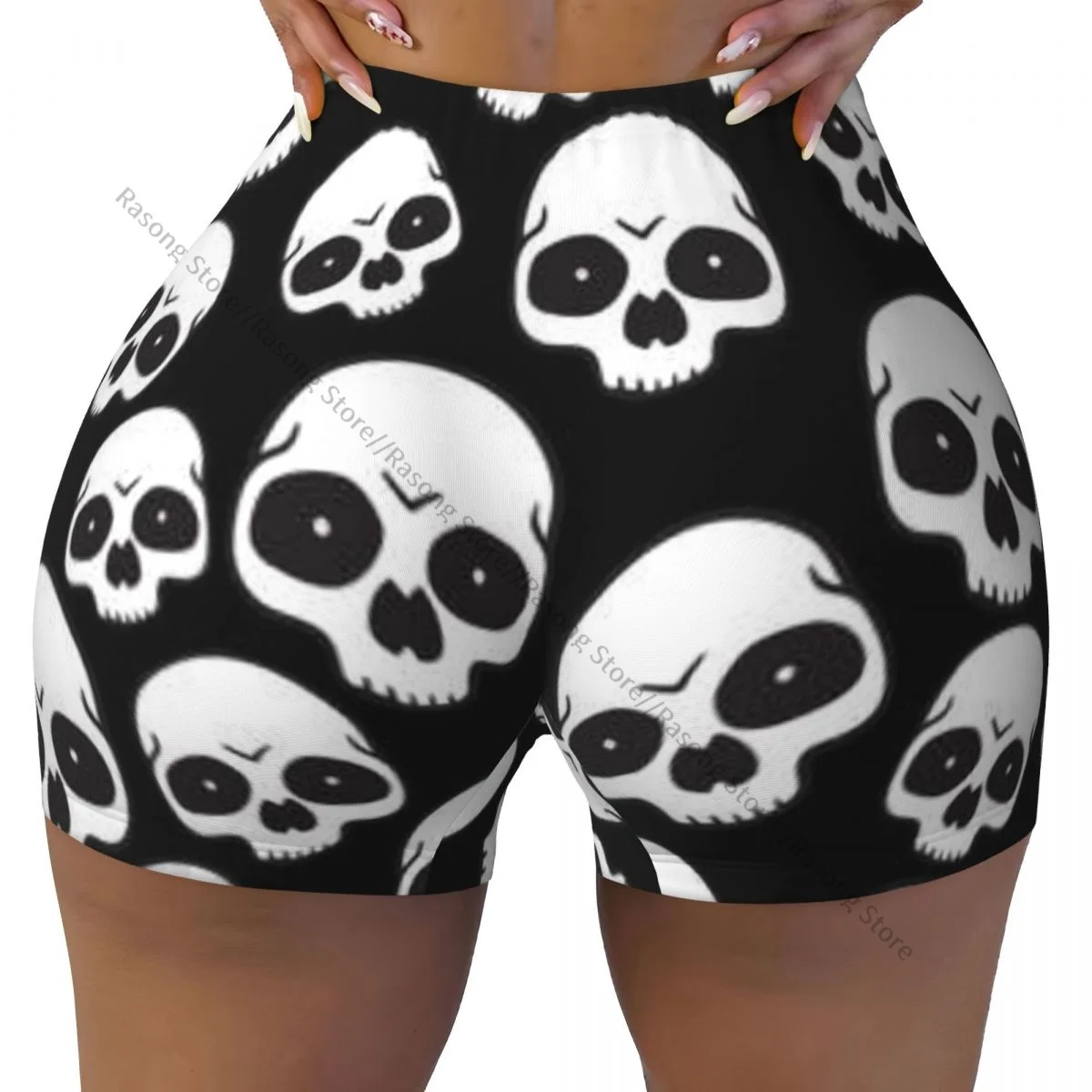 Push Up Short Elasticity Scrunch Butt Skulls Running Shorts Sports Shorts Womens Clothes Gym