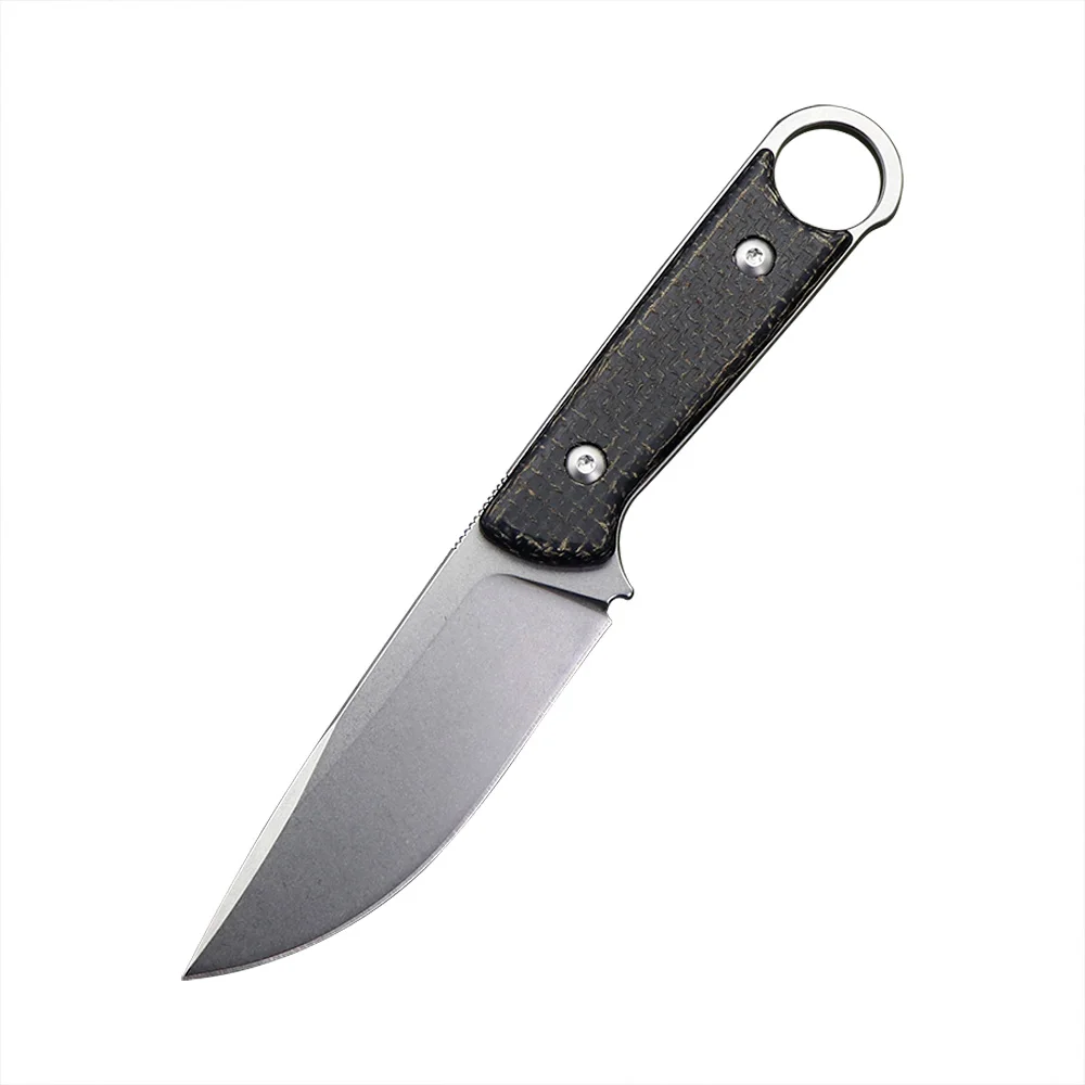 

New D250 Straight Knife Integrated D2 Steel Blade Linen Handle Outdoor Camping Portable Fruit Knife Rescue EDC Tool K Sheath