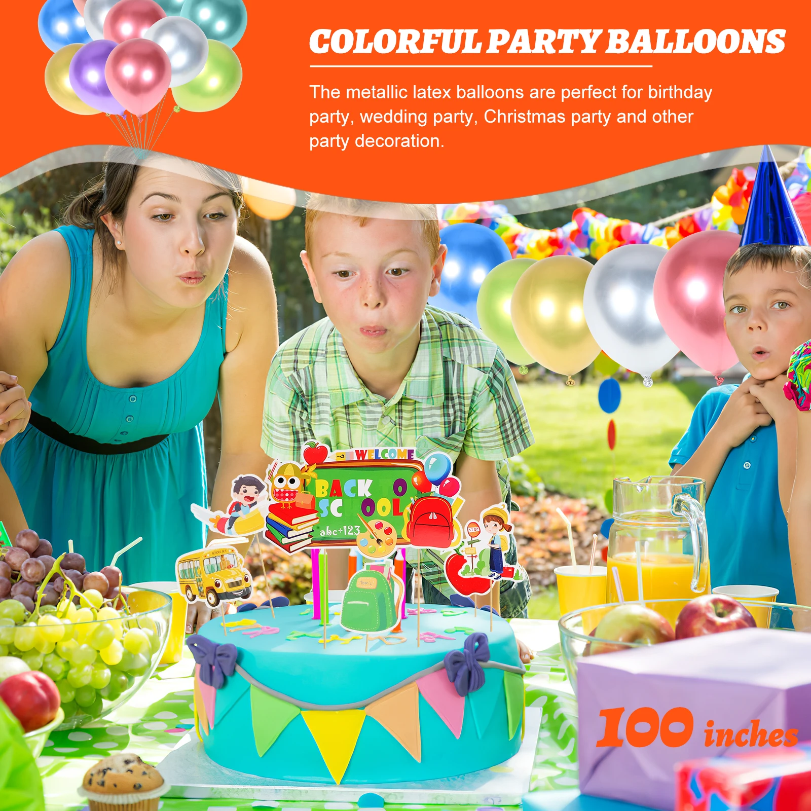 

100Pcs Party Balloon Decoration Metallic Latex Balloons Colorful Birthday Party Supplies Bulk Set Latex Balloons