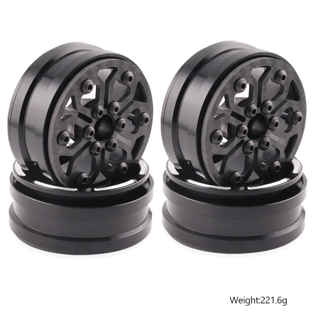 

4Pcs Carbon Fiber 1.9Inch Beadlock Wheel Rim Wheel Hub For 1/10 RC Crawler Car Axial SCX10 TRX4