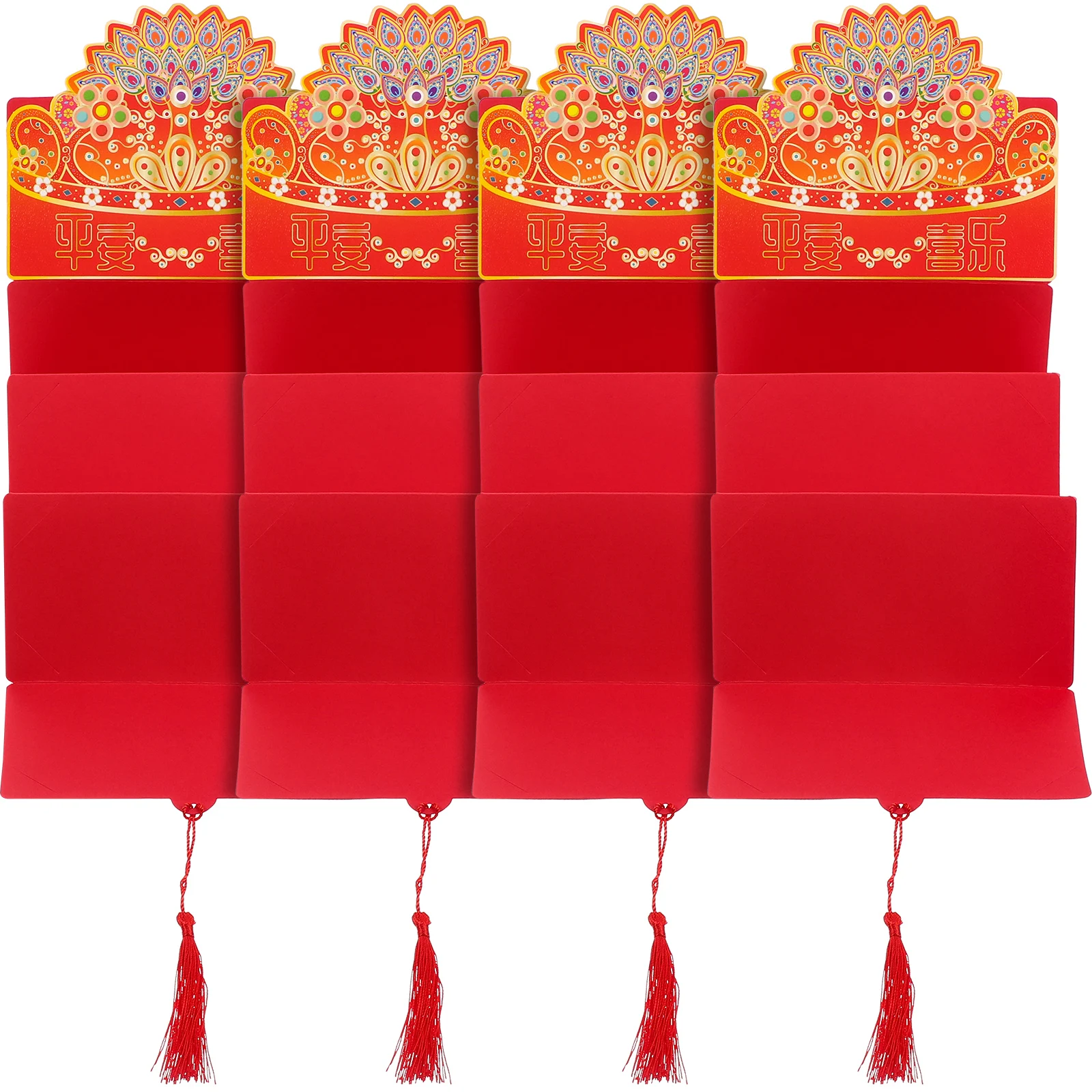 

4pcs Chinese Traditional Red Envelopes Thick Paper Lucky Money Bags Festival Gift Packets For New Year Wedding Birthday