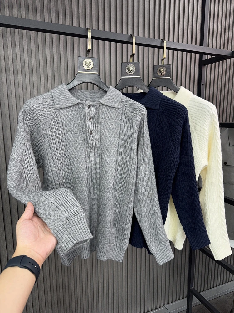 

Thiened вязаный свитер Ele Casual Long Sve мужской осенне-зимний теплый свитер для отдыха Turtlene с большим цветочным узором трикотаж