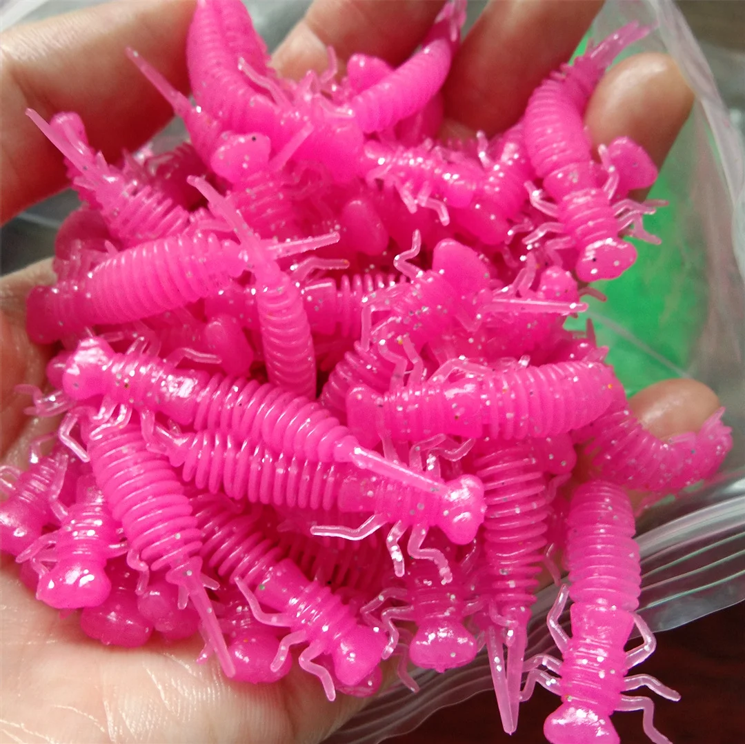 

100pcs Worm Soft Lures 4cm 0.4g Artificial Silicone Bait Jigging Wobblers Bass Carp Pesca Fishing Tackle