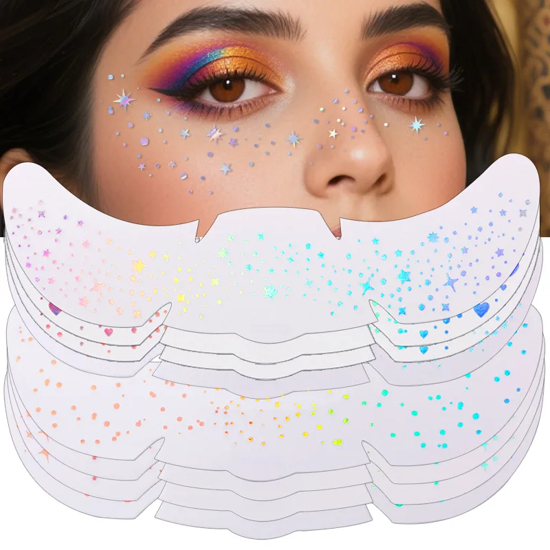 6pcs Metallic Radiation Golden Silver Fake Freckles Temporary Tattoo Stickers Hot Stamping Freckles Patches Party Face Makeup