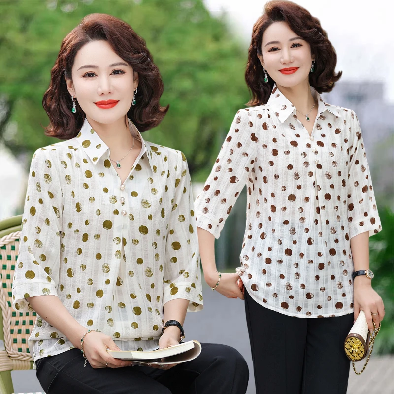 NUOVA camicia casual da lavoro da donna da ufficio alla moda coreana elegante primavera autunno manica lunga con stampa a pois camicetta da donna Blusas vestire