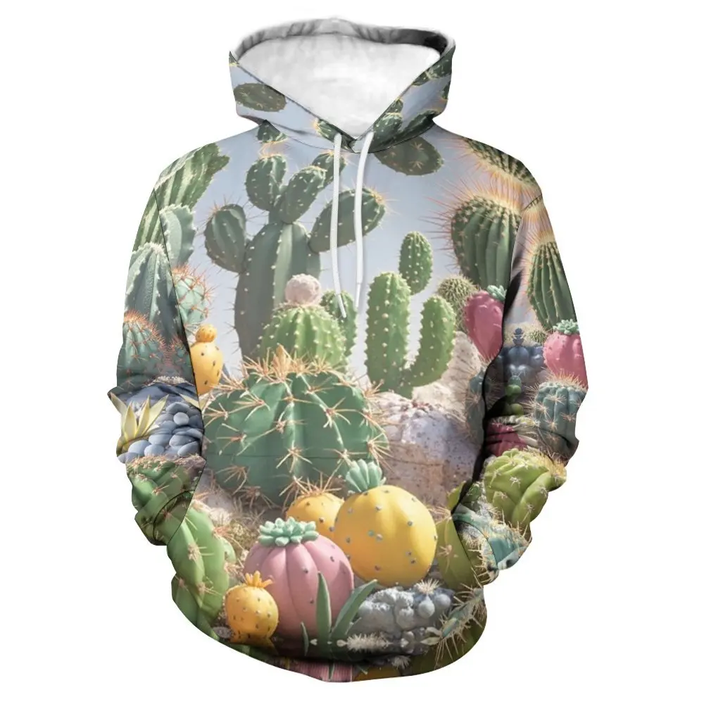 Mexico Saguaro Cactus 3D Printing Hoodies Men's  Pullover Sweatshirts Loose Y2k Long Sleeved Tops Kid Sportwear Streetwear Women