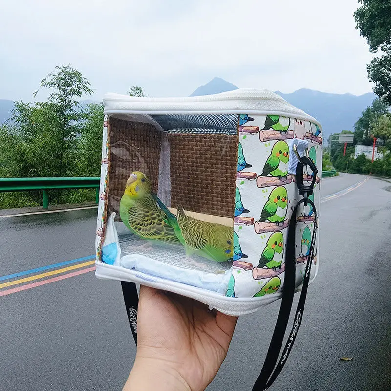 Parrot Out Bag Peony Tiger Skin Out Bag Xuanfeng Take-out Cage Oblique Span Breathable Bird Bag Walking Bird Portable Take-out