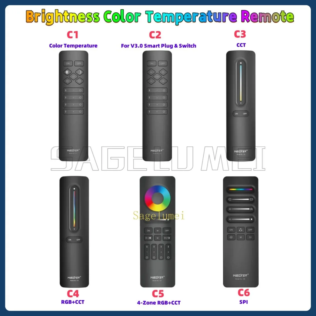 Miboxer 4-Zone C1 C2 C3 C4 C5 C6 درجة حرارة اللون RGB + CCT وحدة تحكم عن بعد لاسلكية المغناطيسي 2.4G سطوع ضوء قابل للتعديل