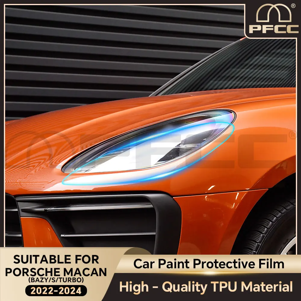 

PFCC Headlight Film for Porsche Macan Base S Turbo 2022 2023 2024 Paint Protection Precut Car Clear Bra Transparent PPF TPU