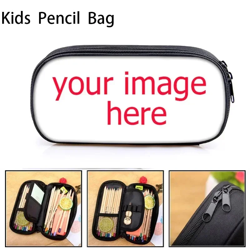 

Custom Your Design School Pencil Cases Boys Girls Big Capacity Customized Logo Printed Pencil Bag Pouch Students Stationery