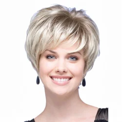 New wig female short hair Europe and the United States fashion light gold synthetic fiber high temperature silk wig