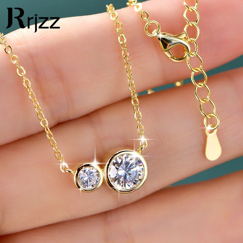 

Rrjzz 1CT Moissanite D Color VVS1 Round Lab Created Moissanite Pendant Necklace 14k Gold Plated Dainty Gold Necklaces for Women