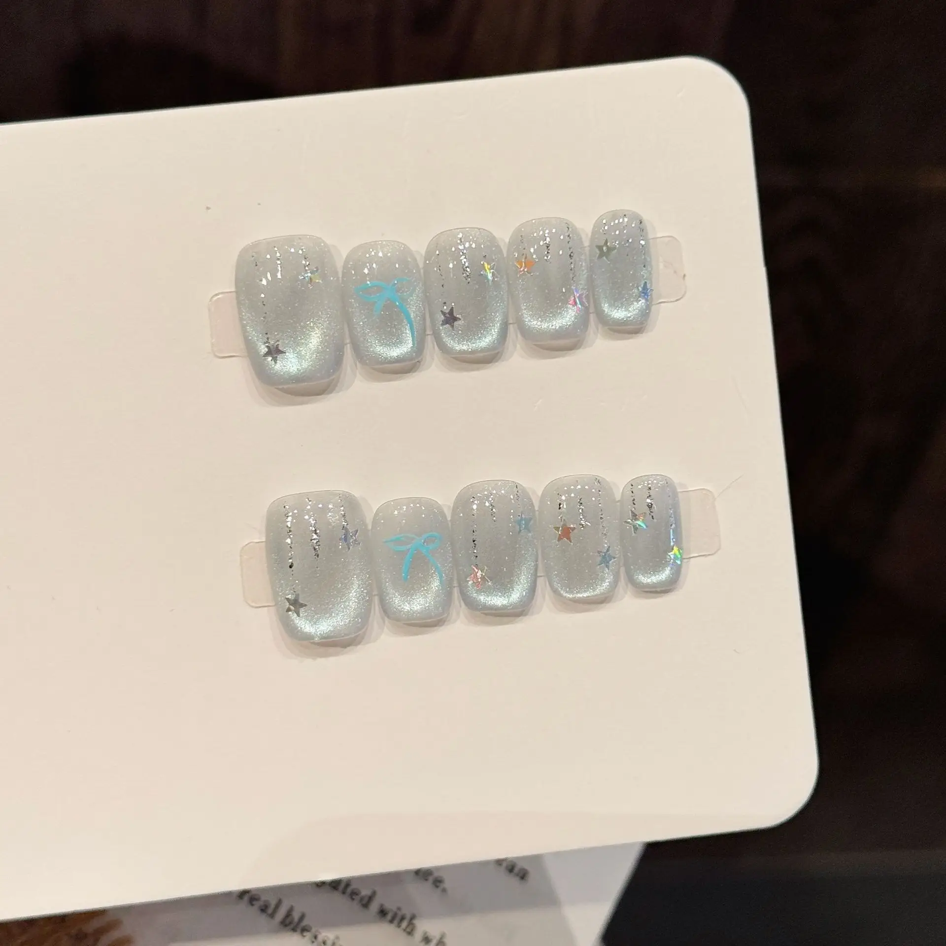 10PCS Coffin Handmade Press On Nails,Gradual And Refreshing Style,Suitable For Festivals Parties And Daily Wear.