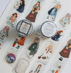 La Dolce Vita Studio Vintage Journal Time Girl Washi PET Tape for Planner Card Making DIY Scrapbooking Plan Decorative Sticker