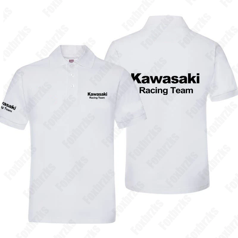 New Summer Boy Kawasaki Polo Shirt Heavy Locomotive Motorcycle Enthusiast Culture Riding Men KID/Adult Custom Top