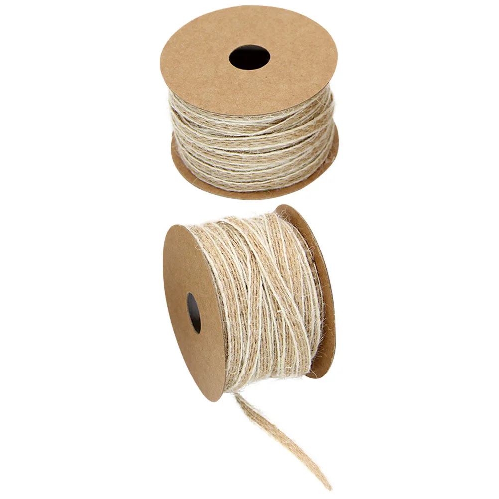 

2Pcs DIY Hemp Lace Trimming for Craft Wedding Xmas Gift Wrapping Decor Retro Burlap Ribbon Roll Handmade String