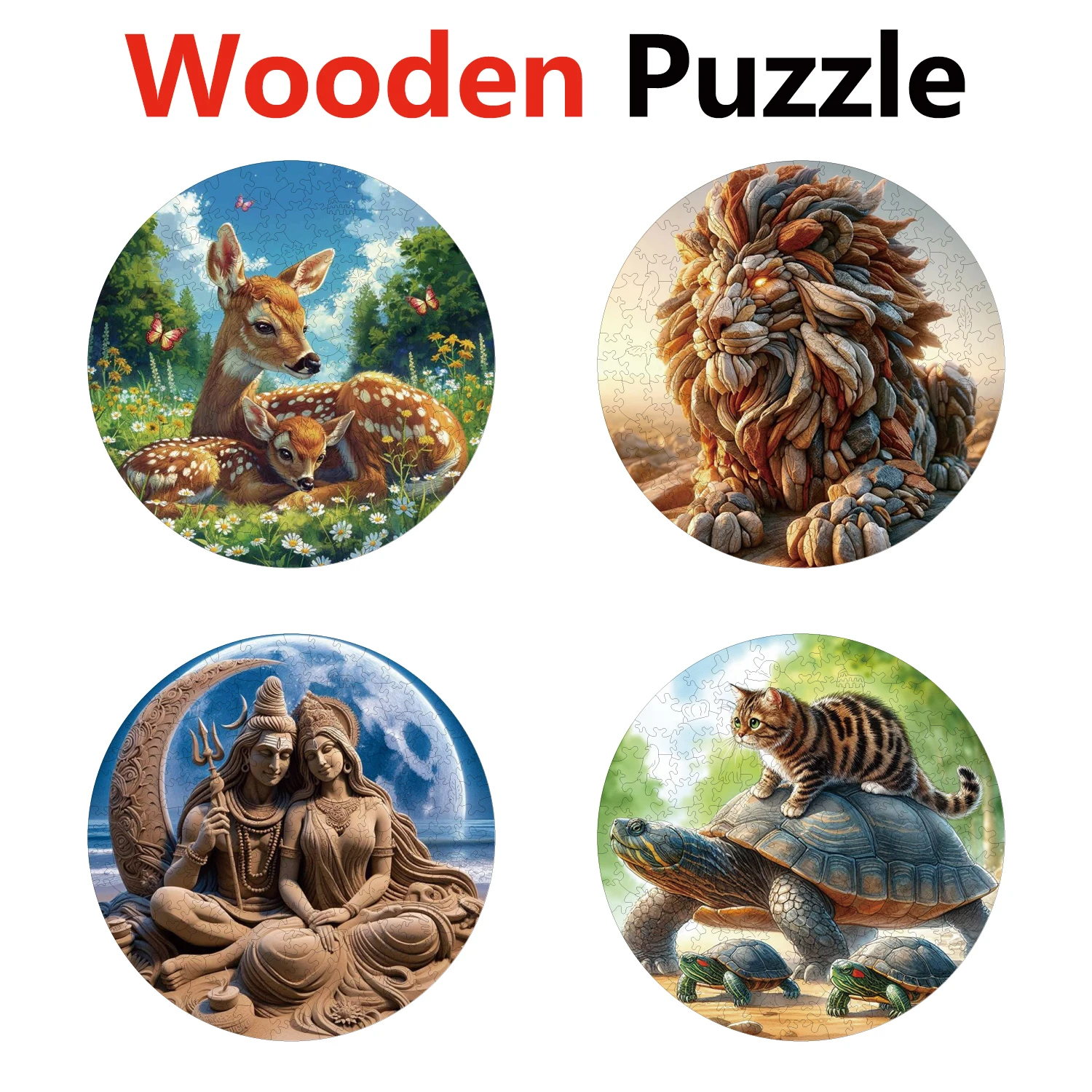 

Deer Lion Sand Turtle Animal Puzzles High Quality Jigsaw Puzzle Wooden Puzzle Best Christmas Gift