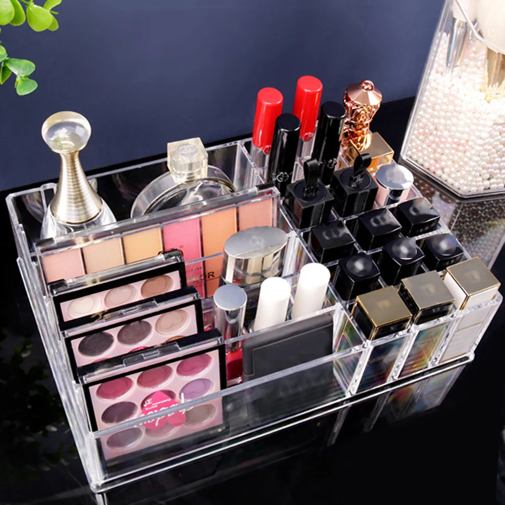 

1pc Transparent Display Rack Sturdy Clear Design Desktop Storage Organizer For Home Counter Store Use (Makeup