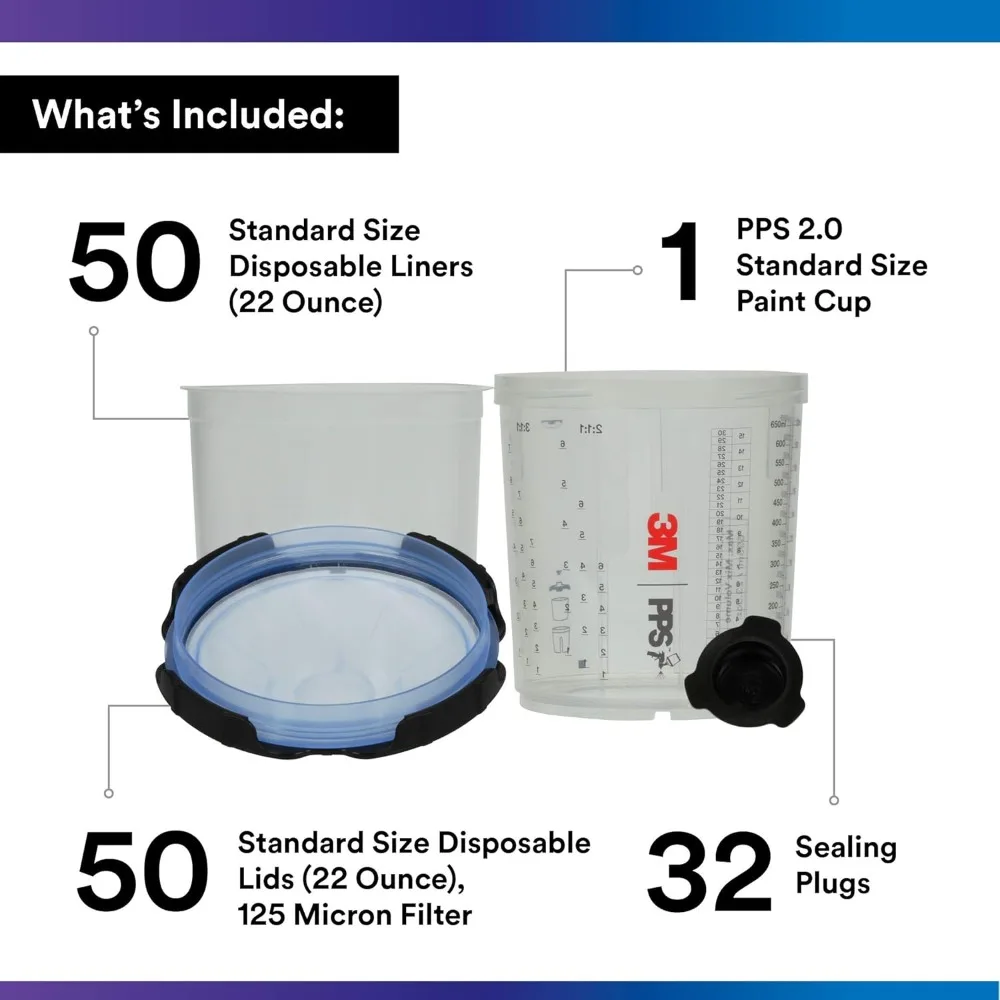 طقم ملحقات مسدس الرش 3M PPS 2.0، 26301، الحجم القياسي، سعة 22 أونصة، فلتر 125 ميكرون، مناسب للسيارات والأثاث #2