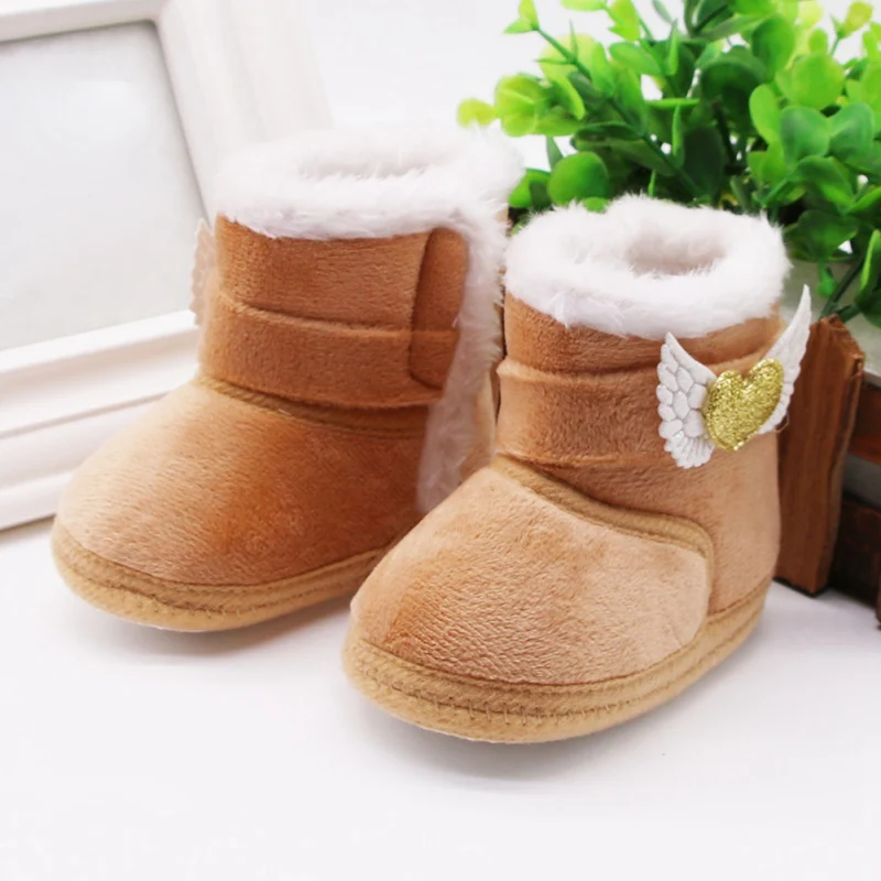 Newborn Baby Girl Plush Snow Booties Winter Warm Shoes Non-Slip Sneaker Walking Soft-Soled Toddler Children First Walkers