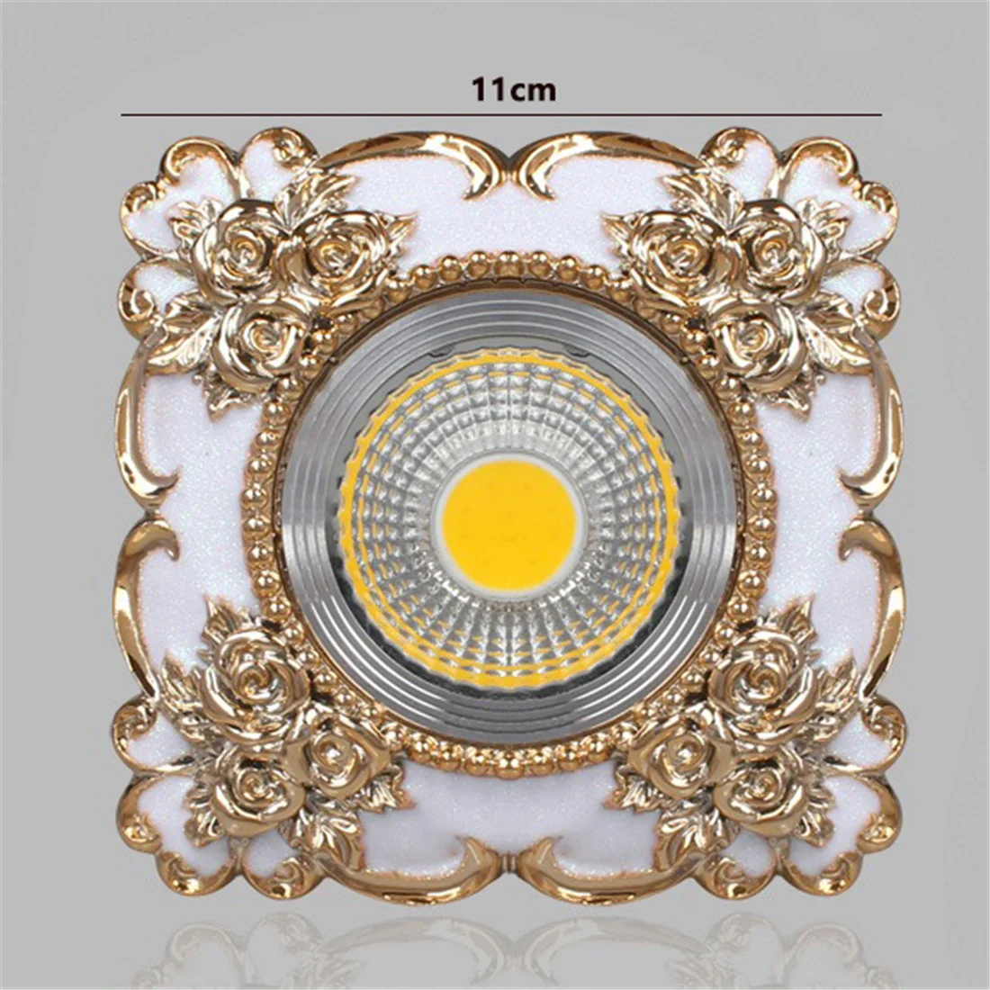 Europese Vierkante Hars Gouden Kant Downlights Foyer Eetkamer Gang Inbouw Plafond Led Spot 3W 5W Gat 7.5Cm 220V Art Lamp