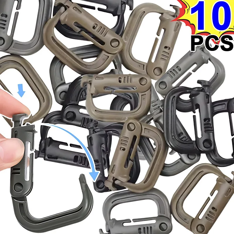 5/10pcs Plasctic Shackle Carabiner D-ring Clip Molle Webbing Backpack Buckle Snap Lock Grimlock Outdoor Hiking Camping Gear