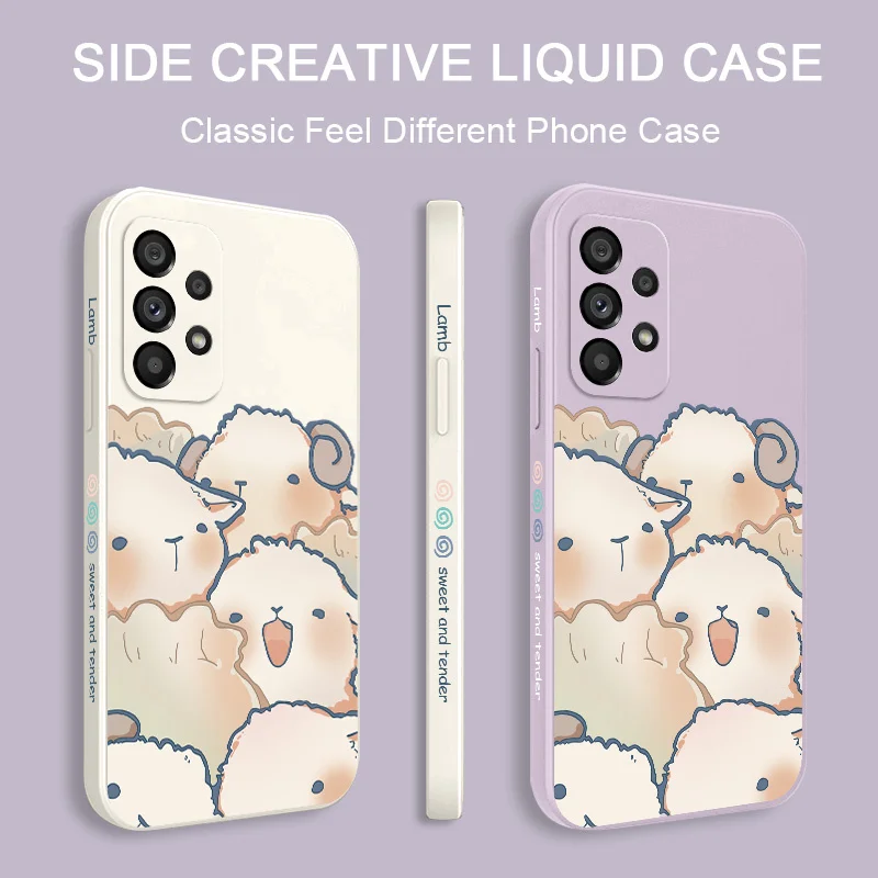 Happy Sheep Phone Case For Samsung A54 A34 A24 A14 A73 A53 A33 A23 A13 A03 A03S A04 A04S A72 A52 A52S A32 A22 A12 A71 A51 4G 5G