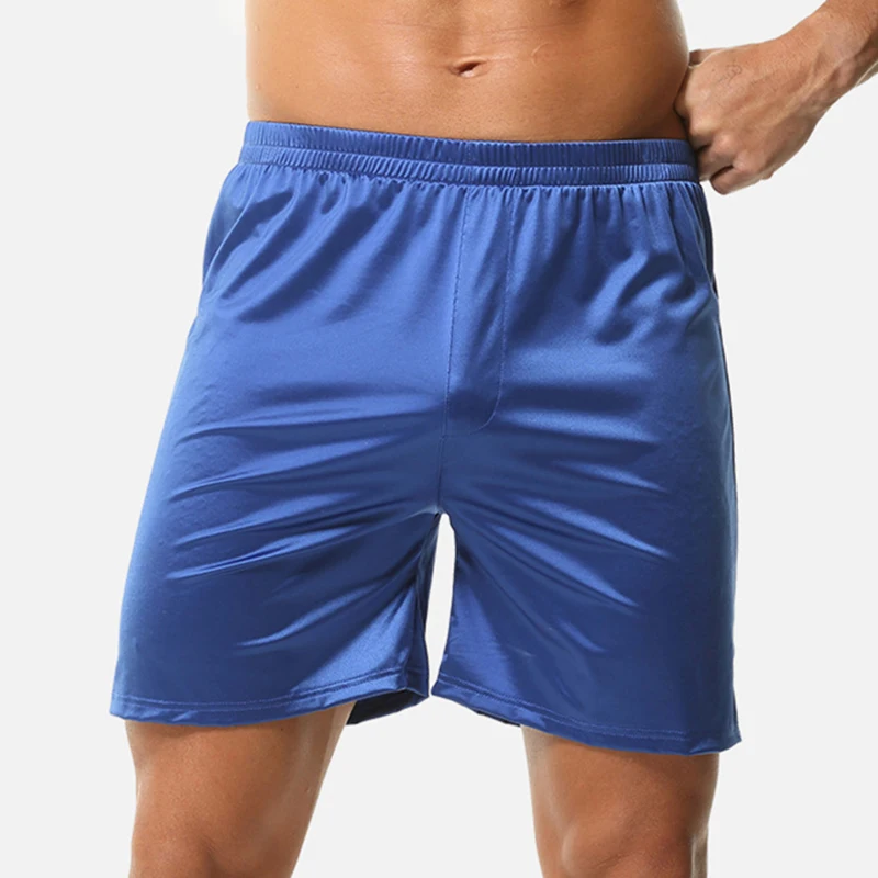

Ice Silk Thin Men Arrow Pants Underwear Solid Color Sleepwear Panties Quick Drying Loose Cool Breathable Boxer Shorts Undies