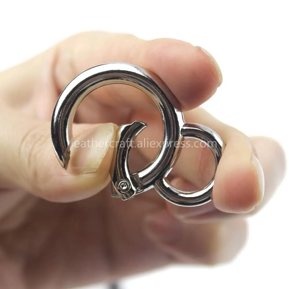 Metal Double Circle Snap Hook Spring Gate O Ring Trigger Clasps for Leather Craft Bag Strap Belt Connecting Hardware Accessory