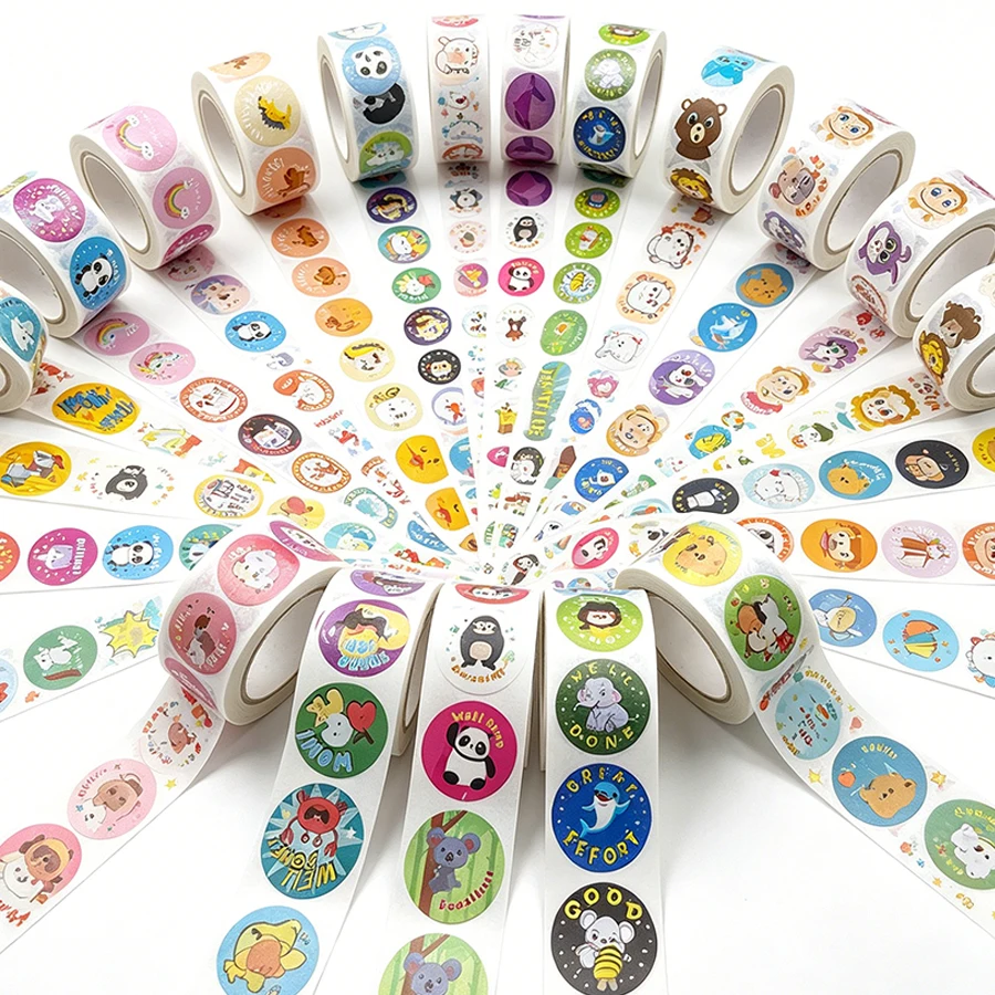 4/8Rolls School Reward Stickers - Cute Animal Motivational Stickers for Teachers & Students Assorted Encouragement Labels