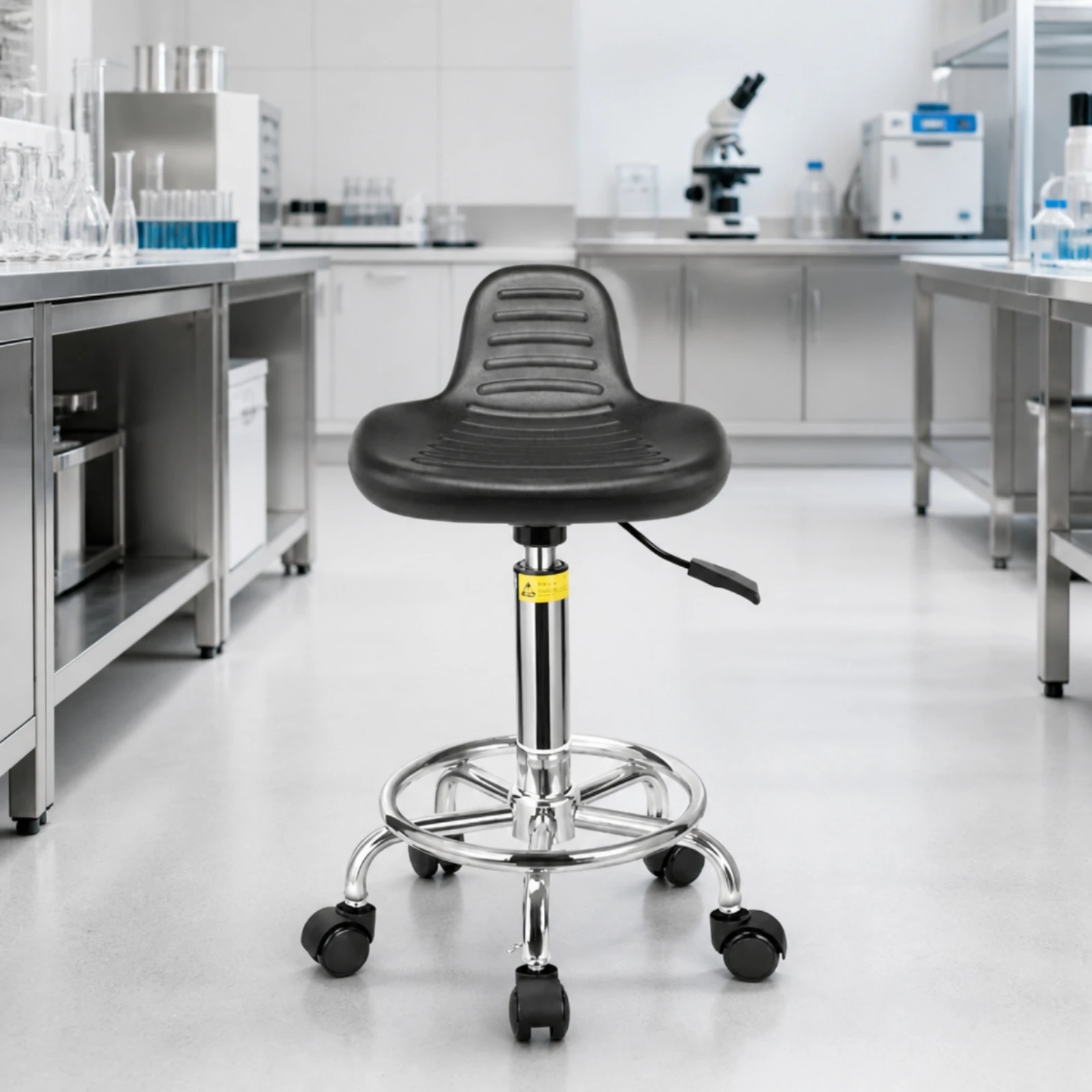 Height-Adjustable Rolling Work Stool Backless Anti-Static Laboratory Stool Laboratory Seat Ergonomic Armless for Hospital