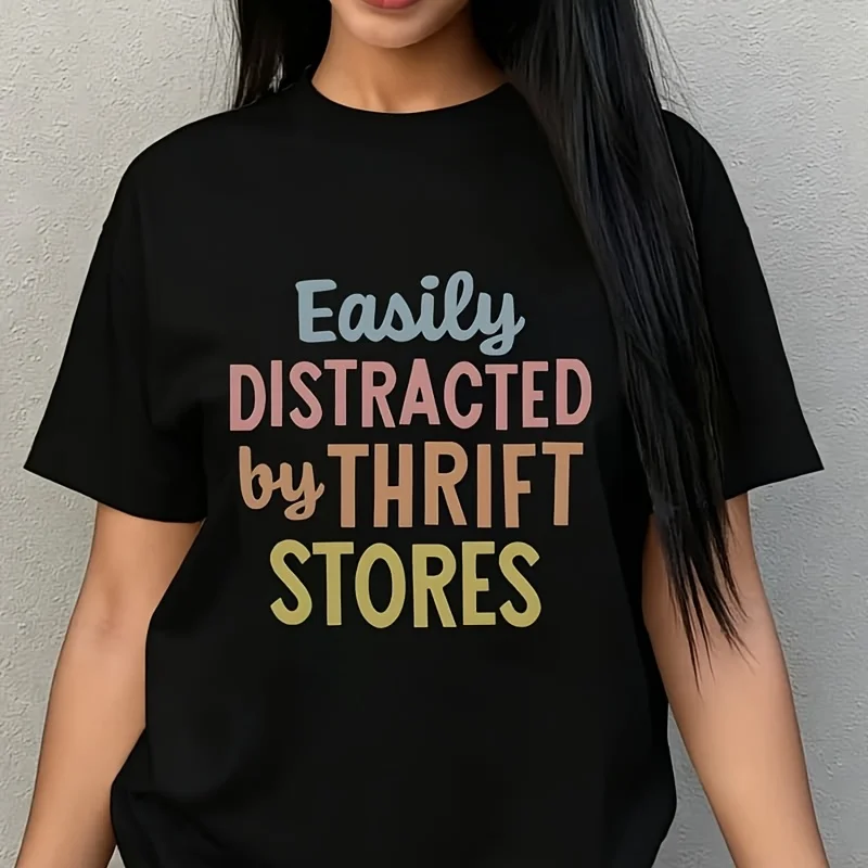 Distracted by Thrift Stores Women's Plus Size T-Shirt 100% Cotton 220g