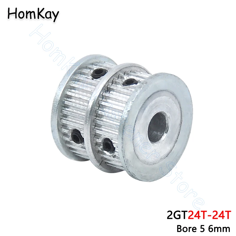 

2GT Timing Pulley Bore 5 6mm Double side Gear GT2 24T-24T Synchronous Wheels CNC 3D Printer Accessories for Belt width 6 10mm