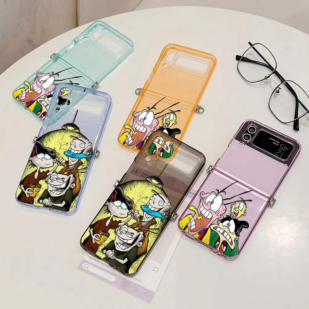 Capa de telefone para motorola moto razr 40 50 60 ultra 5g semi-transparente dobrável capa tpu macia desenho animado e-ed edd n eddy