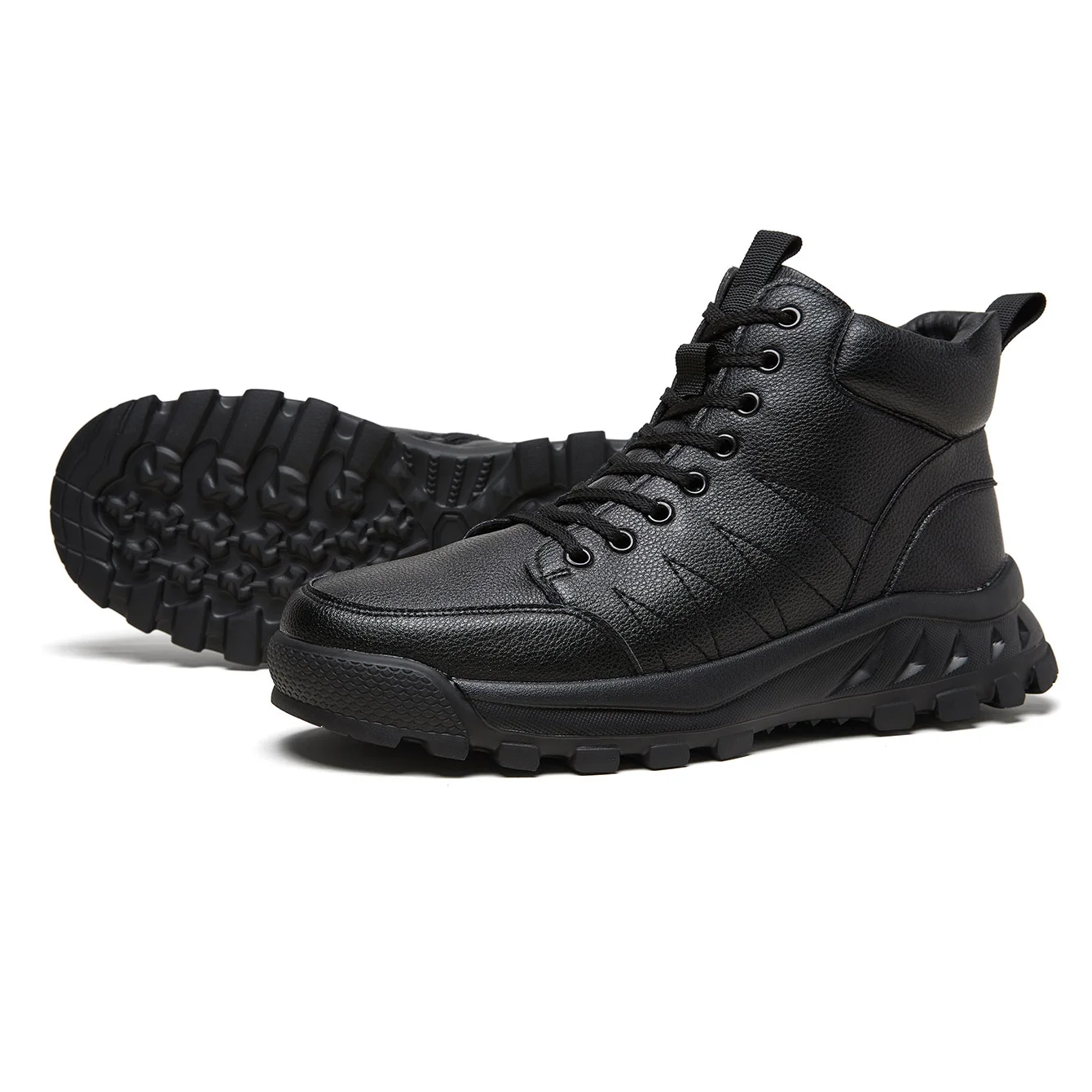 Desai Men's 2026 High‑Top Leather Ankle Boots Non‑slip Thick Rubber Sole Warm Winter Work Shoes for Outdoor Daily Wear