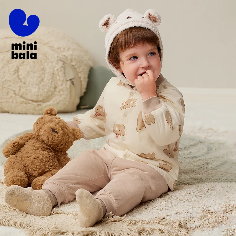 

Mini Bala Baby Clothes Cotton Padded High Waist Belly Warmer Cute Homewear Set