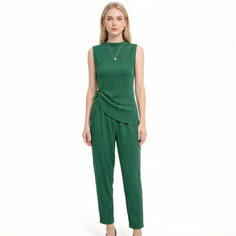 

Miyake Pleated 2026 Spring/Summer New Pleated Set Sleeveless Vest + Casual Slim Pants Two-Piece Set Stylish Slim Fit Women Pleat