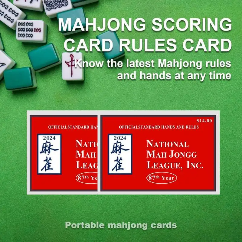 National Mah Jongg League Cards 4 PCS Large Size Mah Jongg League Card Set 2024 Mahjong Scorecard With Standard Hands And Rules