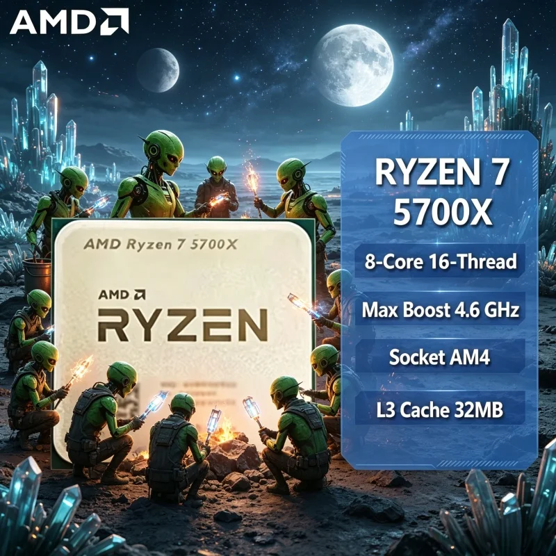 Procesador AMD Ryzen 7 5700X R7 5700X AM4 de 8 Núcleos y 16 Subprocesos a 4.6GHz Desbloqueado para Juegos de Escritorio, CPU en Bandeja Sin Embalaje Minorista