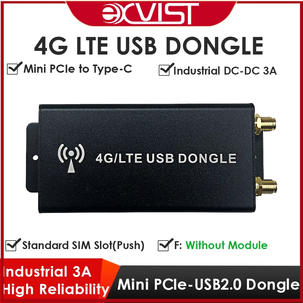 4G LTE Dongle Equipped with Industrial Mini PCIe to USB Adapter W/SIM Card Slot  Type-C USB3.1 Connector Type-C to USB Cable