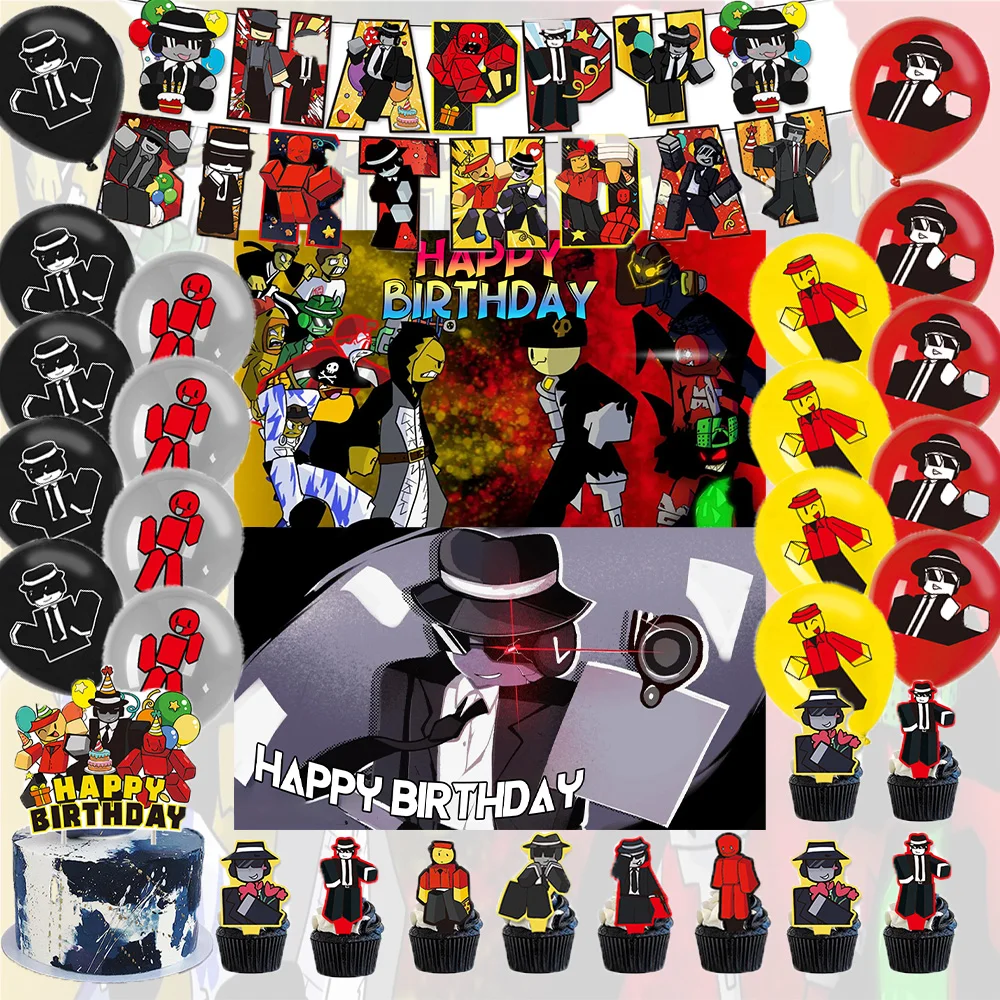 

Forsakens&Chances Theme Game Party Decoration Child Birthday Supplies Cartoon Backdrop Latex Balloon Set Cake Topper Banner Prop