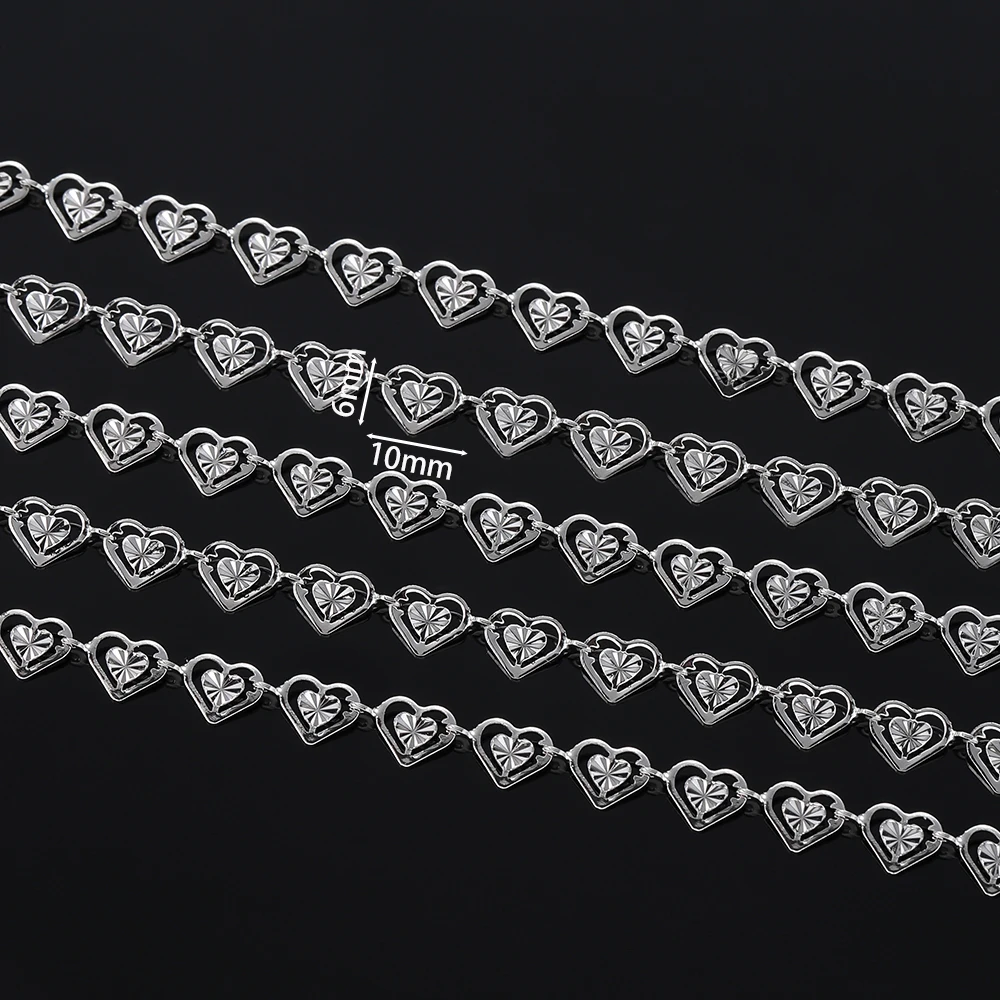 1 Meter Hollow Out Double Heart Chains Copper Classical Chain for Bracelet Necklace Jewelry Making Accessories