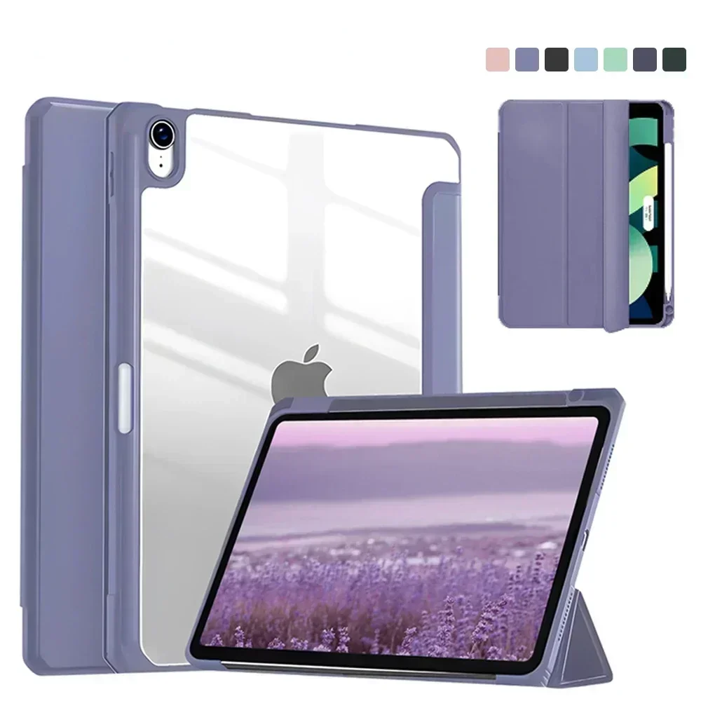 เคสไอแพดโปร12.9in 4/5/6th 11in 2/3/4th พร้อมที่ใส่ดินสอเคสโปร่งใส iPad 5/6/7/8/9/10th Air4/5 Mini6