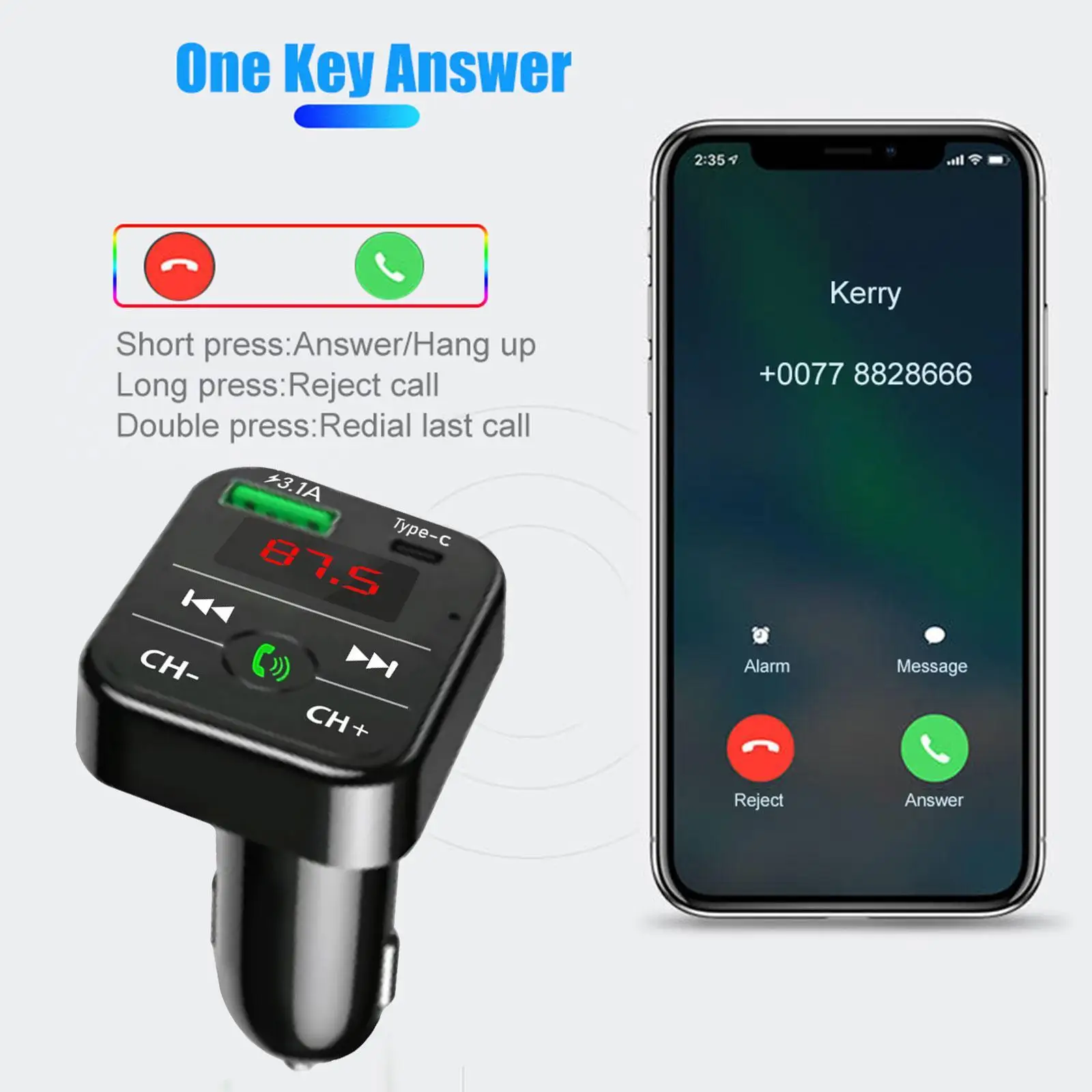 

Car Bluetooth 5.0 FM Transmitter Wireless Handsfree Audio Receiver Auto MP3 Player 2.1A Dual USB Fast Charger Car Accessories